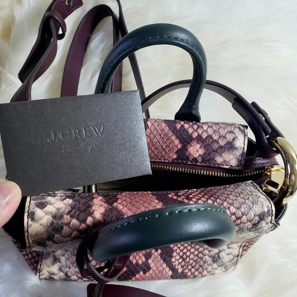 NWT J. Crew Harper Snake Embossed Leather Mini Satchel Crossbody - Picture 5 of 10